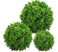 Funzhan 3pcs Hanging Artificial Topiary Ball, Faux Realistic Greenery Boxwood Balls, Decorative Outdoor Garden Plants for Indoor Home Décor Porch Wedding Decoration
