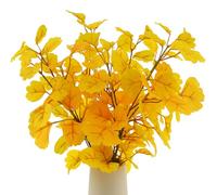 Funzhan 4 Pack Artificial Ginkgo Biloba Stem 29 Inch Long Yellow Leaves Branch Autumn Decor Realistic for Home Vase Filler Wedding Centerpieces Decoration DIY Floral Arrangement