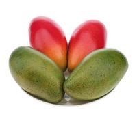 Funzhan 4 Pack Realistic Artificial Mangoes, Lifelike Faux Fruit for Home Decor - Red & Green Mangoes for Wedding Centrepieces, Kitchen Shelf & Party Props