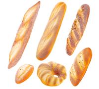 Funzhan 6pcs Artificial Bread Decoration Fake Baguette Decor Realistic Food Display Lifelike Fake Bread Loaf Croissants Rolls for Home Kitchen Cafe Countertop Shelf Bakery Display