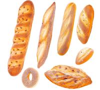 Funzhan 7pcs Fake Baguette Rhombus Bread Roll Decoration Artificial French Donut Long Loaf Model Realistic Food Dessert Display Wedding Festival