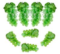 Funzhan Green Frosted Grape Bunches 4L+4S - Rustic Cafe Table Garland, Garden Arch Vine, Harvest Festival Centerpiece, Fake Fruit Window Display, Tuscany Kitchen Decor