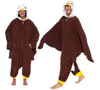 Funziez! Adult Unisex Eagle Pajamas - Plush One Piece Animal Costume - Comfortable Jumpsuit, Brown Eagle, S