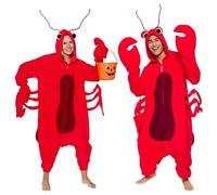 Funziez! Lobster Crustacean One Piece - Plush Adult Animal Costume Jumpsuit, Red, Medium