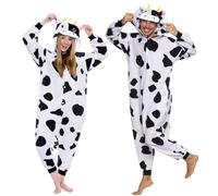 Funziez! Silver Lilly Adult Pajamas - Plush One Piece Cosplay Animal Costume (Cow, M)