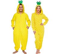 Silver Lilly Pineapple Costume - Adult One Piece - Novelty Fruit Pajamas - yellow - S