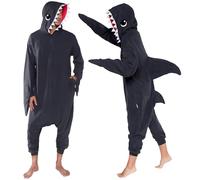 Funziez! Silver Lilly Unisex Adult Pajamas - One Piece Cosplay Shark Animal Costume (S) Grey