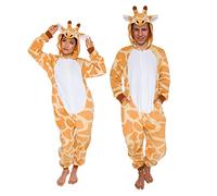 Funziez! Slim Fit Adult Onesie - Animal Halloween Costume - Plush Fruit One Piece Cosplay Suit for Women and Men, Giraffe, XS