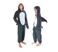 Funziez! Slim Fit Adult Onesie - Animal Halloween Costume - Plush Unisex One Piece Cosplay Suit for Women and Men, Great White Shark, S