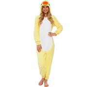 Funziez! Slim Fit Adult Onesie - Animal Halloween Costume - Plush Unisex One Piece Cosplay Suit for Women and Men, Duck, XL