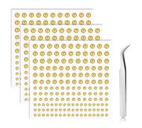 FunZing Fake Nose Piercing Stud 3 Sheets Fake Eyebrow lip Stick Stud Acrylic Stick-on Crystal Gem Sticker Sheets Round Shape Multicoloured Gemstone Sticker Non Piercing Jewelry 3MM 4MM 5MM 6MM