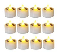 FUOBECIE 12 Pack LED Tea Lights, Solar Candle Light Flameless LED Tea Light Candles Electric Fake Candles Real Wax Flickering 200+ Hours for Halloween Christmas Weding in Warm Yellow