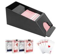 FUOBECIE 4 Deck Blackjack Shoe, Clear Blackjack Dealing Shoe, Acrylic Card Dispenser for Playing Cards, Discard Holder Trays for Blackjack Games Poker Accessories-Black