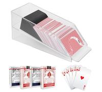 FUOBECIE 4 Deck Blackjack Shoe, Clear Dealing Shoe, Acrylic Card Dispenser for Playing Cards, Discard Holder Trays for Games Poker Accessories - White