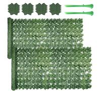 FUOBECIE Artificial Hedge Roll, 3m x 1m Trellis with Artificial Leaves Garden Fence Screening (Color Print Maple Leaves, 2-Pack)