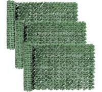 FUOBECIE Artificial Ivy Fence Screen, 3PCS Fence Screening Trellis with Artificial Leaves Privacy Trellis Roll for Balcony Outdoor Garden Wall Mat Decoration, Green (1 x 3 Meter)