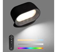 FUOBECIE LED Wall Light Indoor, 360°Rotatable Battery Operated Wall Lights Bedroom Wall Light with 3 Color Temp RGB & Ambience Lights, Touch Control Adjustable Brightness