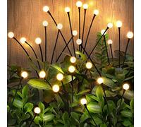 FUOBECIE Solar Garden Lights, 2 Pack Firefly Solar Lights Outdoor, Swaying Solar Garden Lights IP65 Waterproof Swaying Starburst Lights with Remote Control for Yard Patio Decorative(6LED, Warm Light)
