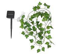 FUOBECIE Solar LED String Lights, Artificial Ivy Leaves Lamp, Fake Ivy Garland Vines 8 Modes Waterproof Solar-Powered Maple Leaves for Garden Patio Gate Yard Party (10m,100LEDs)