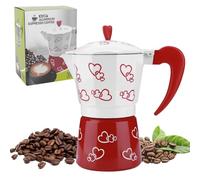 FUOBECIE Stovetop Coffee Maker, 6 Cup 300ml Aluminium Italian Espresso Maker, Moka Coffee Pot Moka Pot for Classic Espresso with Heart Patterns, Espresso Greca Coffee Maker-Type B, FBA-178ZW-4476578