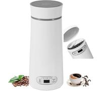 FUOBECIE Travel Electric Kettle, 350ML Portable Small Coffee Tea Heater Kettle, 3 Variable Temperature Presets Mini Kettle, 304 Stainless Steel Water Boiler with Hidden Storage Base for Home, Work