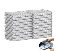 Fuonmka 20 Pcs Double-Layer Silver Mesh Dishcloths, Non-Scratch Wire Dishwashing Cloth, Wet and Dry, Reusable Metal Cleaning Cloth for Kitchen Dishes Pots Sinks Stoves (20x20cm)