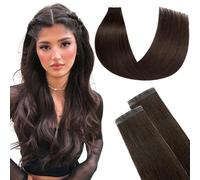 FUOTONBUTY Tape in Hair Extensions Human Hair Double Stitched Invisible Seamless Tape ins 20pcs 50g (Dark Brown to Black, 24 inch)