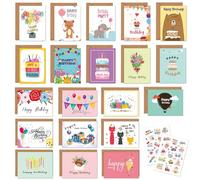 FuouYA 20 Birthday Card Set with Envelope, Birthday Card Set, Birthday Congratulations Cards, Birthday Card Children Boys and Girls, Birthday Card Children, Birthday Cards for Children