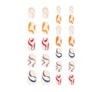 FUOYLOO 1 Box Colorful Line Fake Nails Press on Nails Abs Material Easy to Apply Fits Most Fingers Artistic Wave Design for DIY and Christmas and Wife