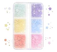 FUOYLOO 1 Case Flower Pearl Nail Charms Resin 3d Floral Charms for Nails Delicate Design 6 Grids Assorted Color at Home and Professional Manicure Use