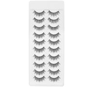 FUOYLOO 10 Pairs Natural False Eyelashes Fiber Wispy Strip False Lashes for Women Easy to Wear Classic Style Birthday Party Makeup
