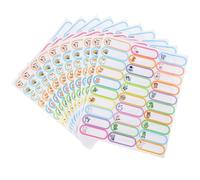 FUOYLOO 10 Sheets Name Stickers PVC Adhesive Labels Assorted Color Easy to Paste Leaves No Mark for Students Storage Bin and Home