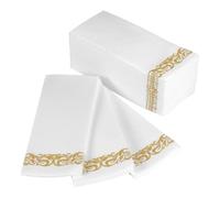 FUOYLOO 100pcs Wedding Napkins Dinner Napkins Foldable Soft Paper Keeps Dining Area Spotless Elegant Luxurious Golden Design for High-end Dining Bathroom Guests
