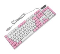 FUOYLOO 104 Keys Backlit Keyboard Mechanical Gaming Keyboard with Suspension Key Caps and Folding Support, Pink Abs Material, High Performance and Great Reliability for Gamers