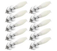 FUOYLOO 10pcs Saltwater Squid Hook Glow in The Dark Squid Hook Metal Precision Design Portable Packaging for Night Fishing Enthusiasts Inshore Fishing Octopus Cuttlefish Bait