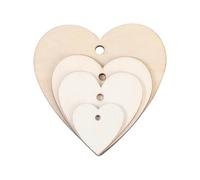FUOYLOO 110pcs Heart-Shaped Wood Painting Slice Unfinished Wood Slice with Holes Creative Khaki Wooden Valentine’s Day Craft Can Be Painted Decorated for Party Schools