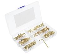 FUOYLOO 120pcs Golden Carbon Steel L-Shaped Screw Hooks with Smooth Surface and Hard Thick Material for Light-Duty Applications and Hanging Objects from Walls