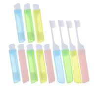 FUOYLOO 12pcs Foldable Toothbrushes Orthodontic Toothbrushes Disposable Soft Bristles Pp Nylon Material with Case Mini Size for Travel and Home Use Random Color