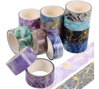 FUOYLOO 14 Rolls Decorative Marble Washi Tape Set, 3M Length Each, Scrapbooking and Journaling Stationery Tape for DIY Crafts and Planner Decoration