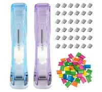 FUOYLOO 1Set Fast Paper Clipper: Portable Paper Clam Clip Dispenser - Handheld Clam Clipper with 300pcs Clips for Desktop Document Office/School/Home