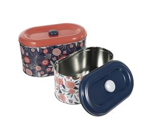 FUOYLOO 2 Pcs European-style Airtight Iron Storage Boxes with Lids, Rectangular Household Sealed Cans Featuring Fine Workmanship and Creative Pattern, for Friends Birthdays and Wedding