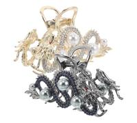 FUOYLOO 2 Pcs Metal Dragon Claw Clip Hair Accessories with Pearl Accents Unique Dragon Design Chinese Aesthetics Sturdy and Lightweight Hair Claws for Pairing with Traditional Attire