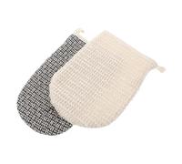 FUOYLOO 2 Pcs Natural Loofah Gloves Exfoliating Scrubbing Mitt Dual-sided Sisal Washcloth Comfortable Massage Removes Dead Skin for Men Women Bathing