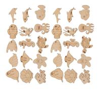 FUOYLOO 200pcs Ocean Animal Wood Slice Cutouts for Crafts Projects with Smooth Surface, Synthetic Material Wooden Cutout Ornaments for DIY Graffiti and Lettering