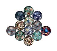 FUOYLOO 20pcs DIY Jewelry Making Accessories Glass Patch Round Hemisphere Flat Back Imitated Gemstone Paste for DIY Jewelry Design and Craft Supplies with Ethnic Mixed Style Assorted Style
