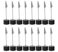 FUOYLOO 24pcs Memo Clip Holders Wooden and Alloy Note Clip Stand with Unique Round Design for Home Decor and Gatherings, Creative Display Rack to Beautify Desk and Hold Cards