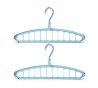 FUOYLOO 2pcs Blue Folding Hanger with Rotatable Hook and Wrinkle Free Pp Material, Nine Holes Anti-slip Clothes Drying Hanger for Home and Laundry Storage