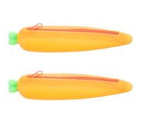 FUOYLOO 2pcs Cartoon Carrot Shape Silicone Pencil Case Big Pencil Pouch for Boys and Portable Stationery Organizer Suitable for School and Office Use