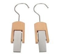FUOYLOO 2pcs Clothes Hat Clips Multi-Purpose Hanger 10cm Wood and Iron Creative Appearance Craftsmanship Strong Enough for Hanging Boots Easy to Store for Home Crafts Display