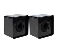 FUOYLOO 2pcs Compact Microphone Logo Flag Station for Outdoor Interview, Black Abs and Sponge Material, Square Cube Shape, Easy Disassembly, Suitable for Professional Interviewers